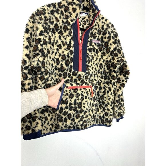 Vineyard Vines XS Womens Leopard Print Fleece SuperShep 1/2 Zip Pullover Animal - Picture 6 of 14